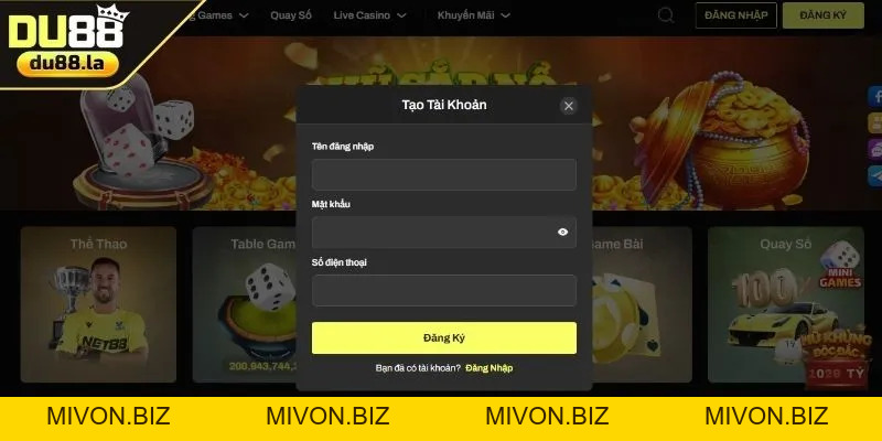 Đăng Ký DU88 Chỉ Với 1 Phút Nhận Quà Cực Kỳ Hấp Dẫn - mivon