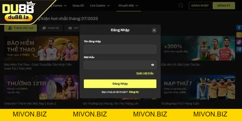 Đăng Nhập DU88 Nhanh Chóng – Truy Cập Ngay Chỉ 1 Click - mivon