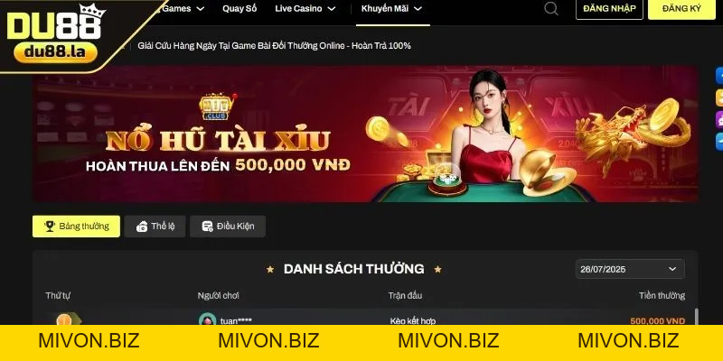 Khuyến Mãi DU88 - Cơ Hội Vàng Săn Quà Lớn Cho Hội Viên - mivon